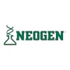 NEOGEN logo featuring a teal DNA helix and flask symbol with bold wordmark text