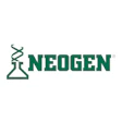 NEOGEN logo featuring a teal DNA helix and flask symbol with bold wordmark text