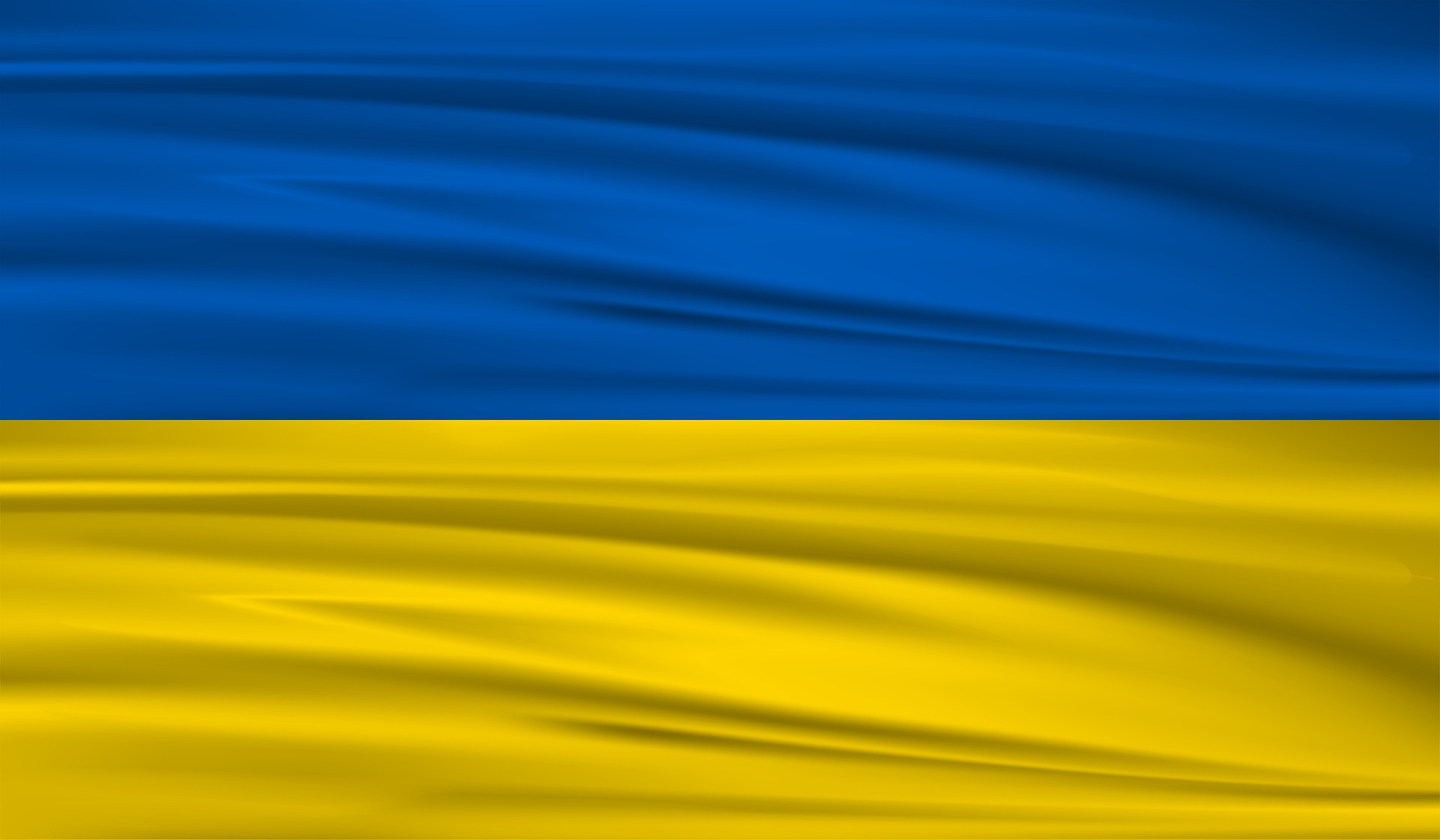 Ukrainian flag with blue and yellow horizontal stripes waving