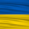 Ukrainian flag with blue and yellow horizontal stripes waving