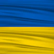 Ukrainian flag with blue and yellow horizontal stripes waving