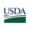 USDA logo featuring blue text with green agricultural field design