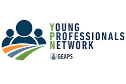 Young Professionals Network GEAPS logo with three figures and flowing ribbons in blue, orange, and green